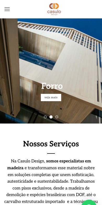 Site da Casulo Design no celular