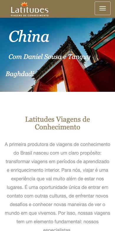 Site da Latitudes no celular