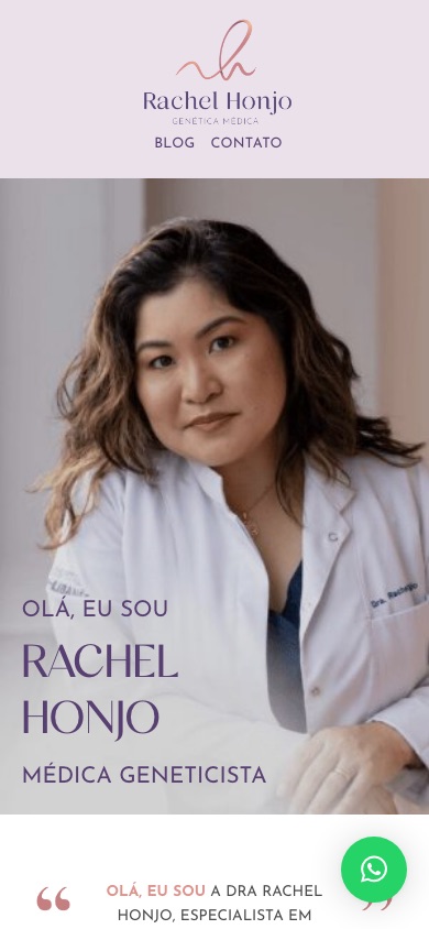 Site da Rachel Honjo no celular