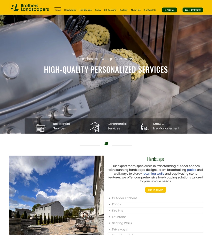 Site Brothers Landscapers no computador
