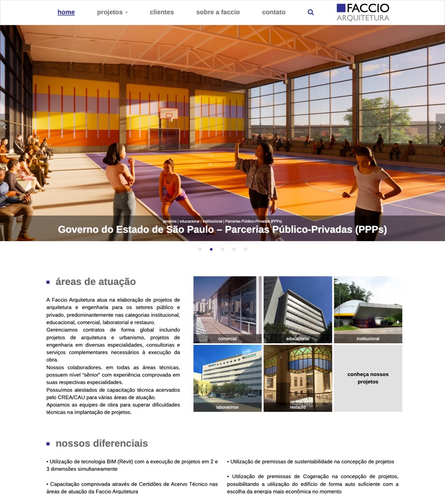Site Faccio Arquitetura no computador