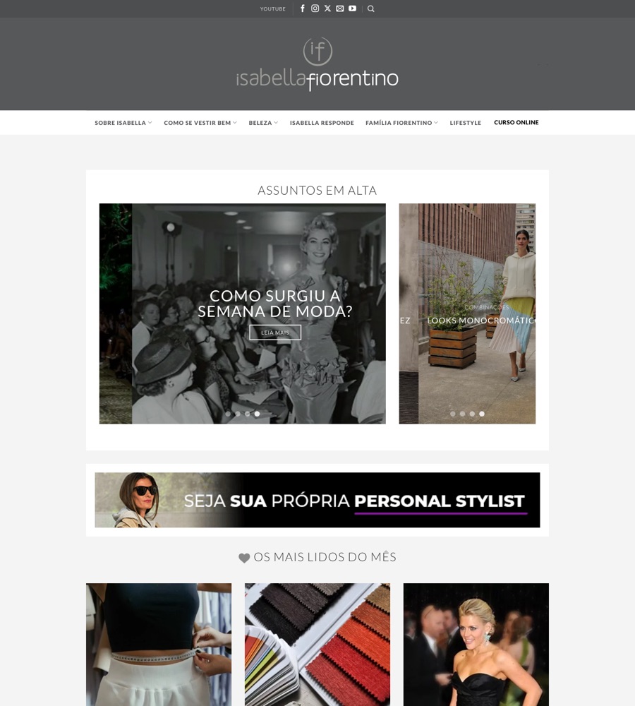 Site Isabella Fiorentino no computador