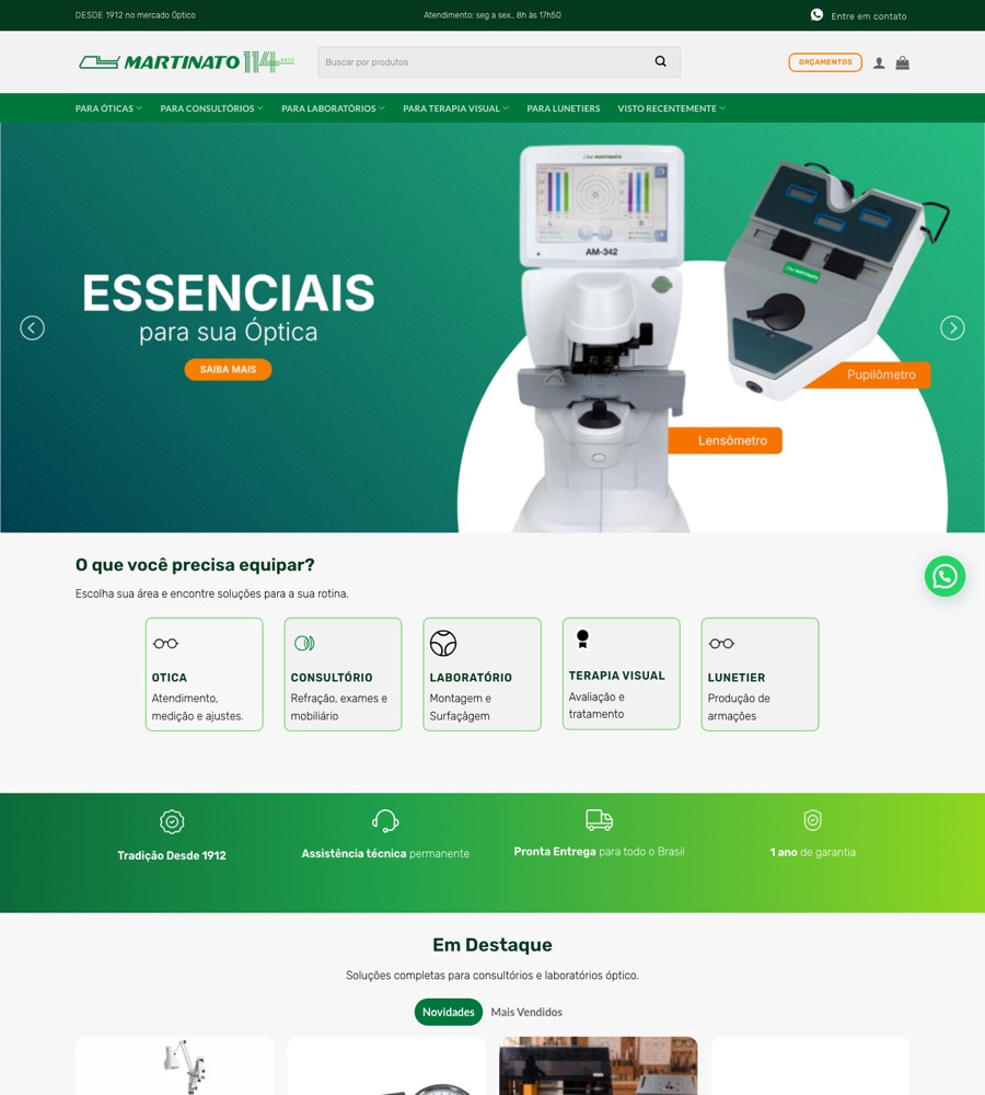 Site Martinato no computador