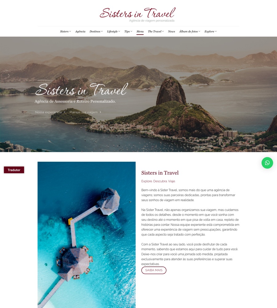 Site Sisters in Travel no computador