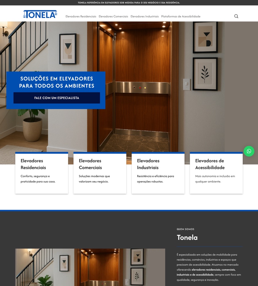 Site Tonela Elevadores no computador