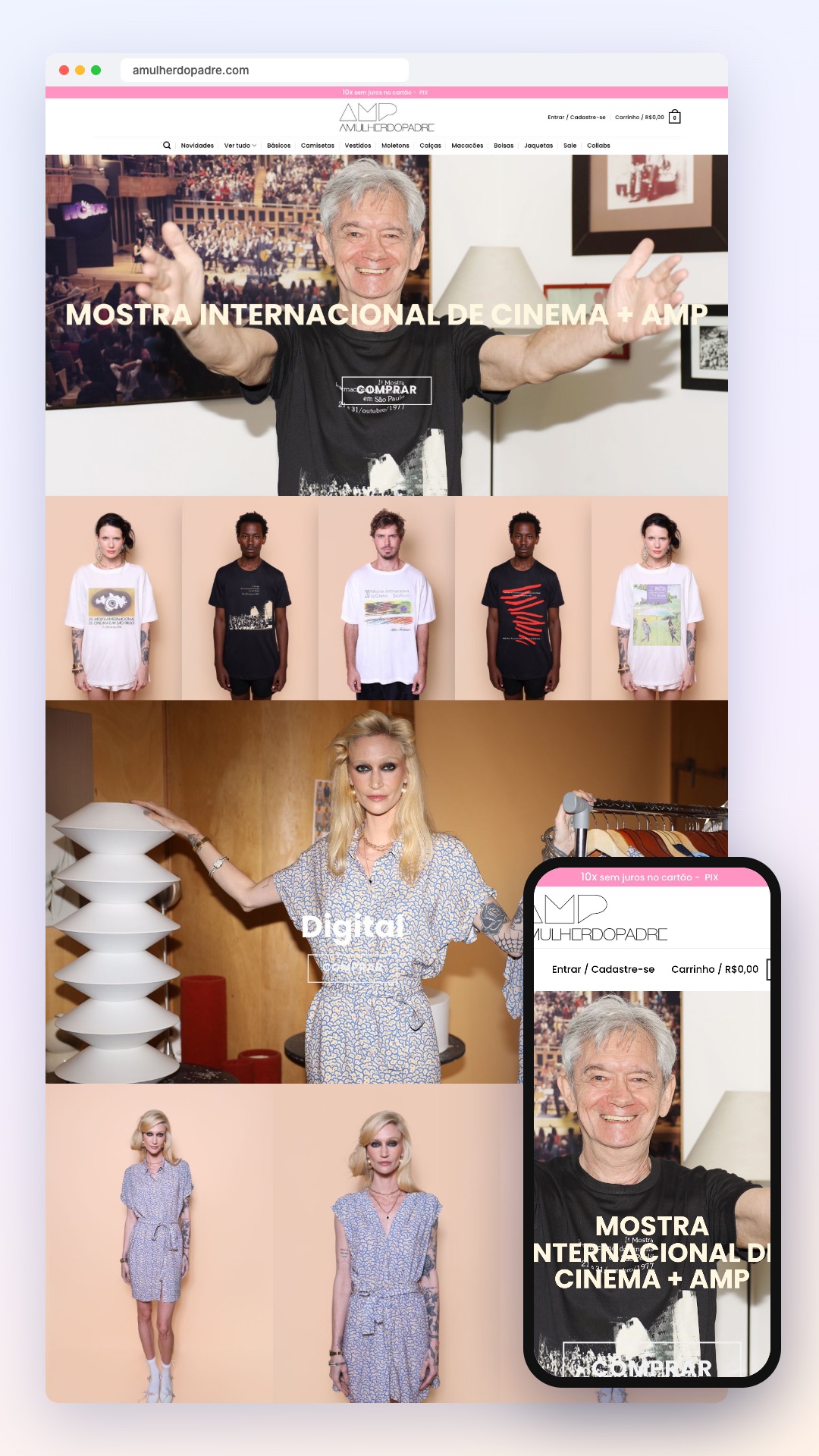 AMP - A Mulher do Padre: site no computador e no celular