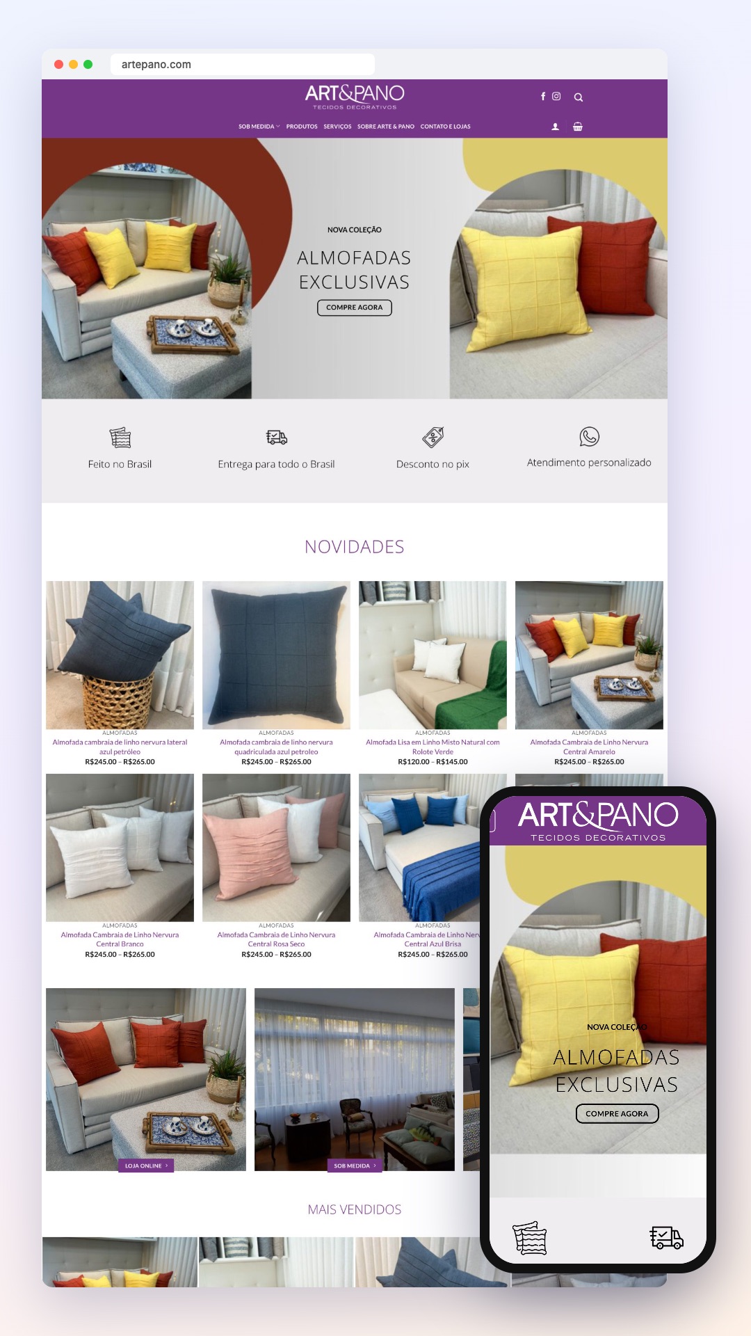 Art e Pano: site no computador e no celular