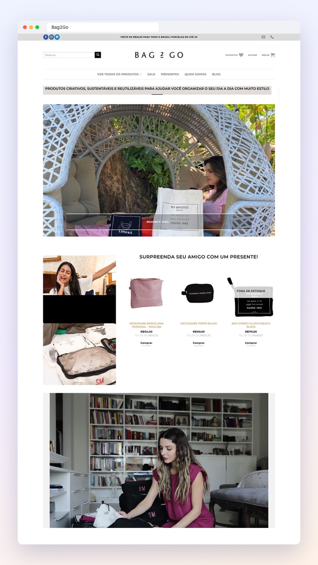 Bag2Go: site no computador e no celular