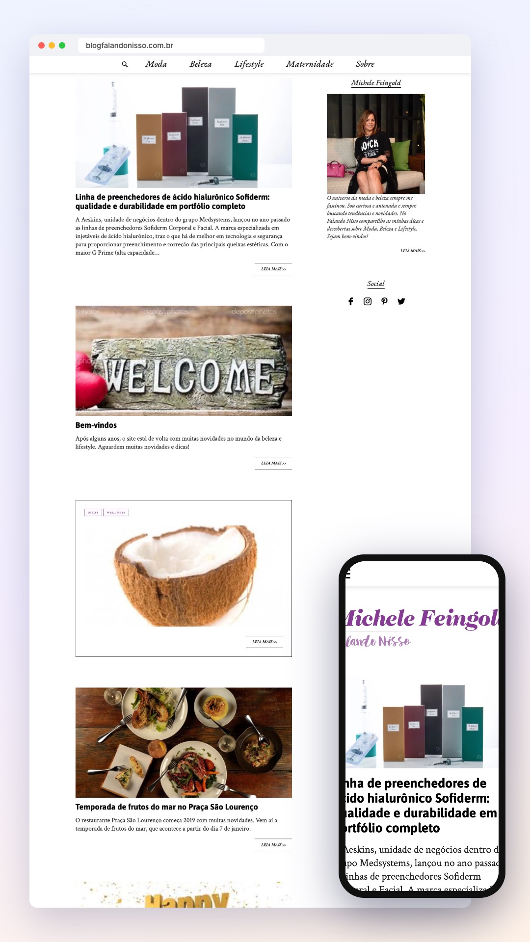 Blog Falando Nisso: site no computador e no celular