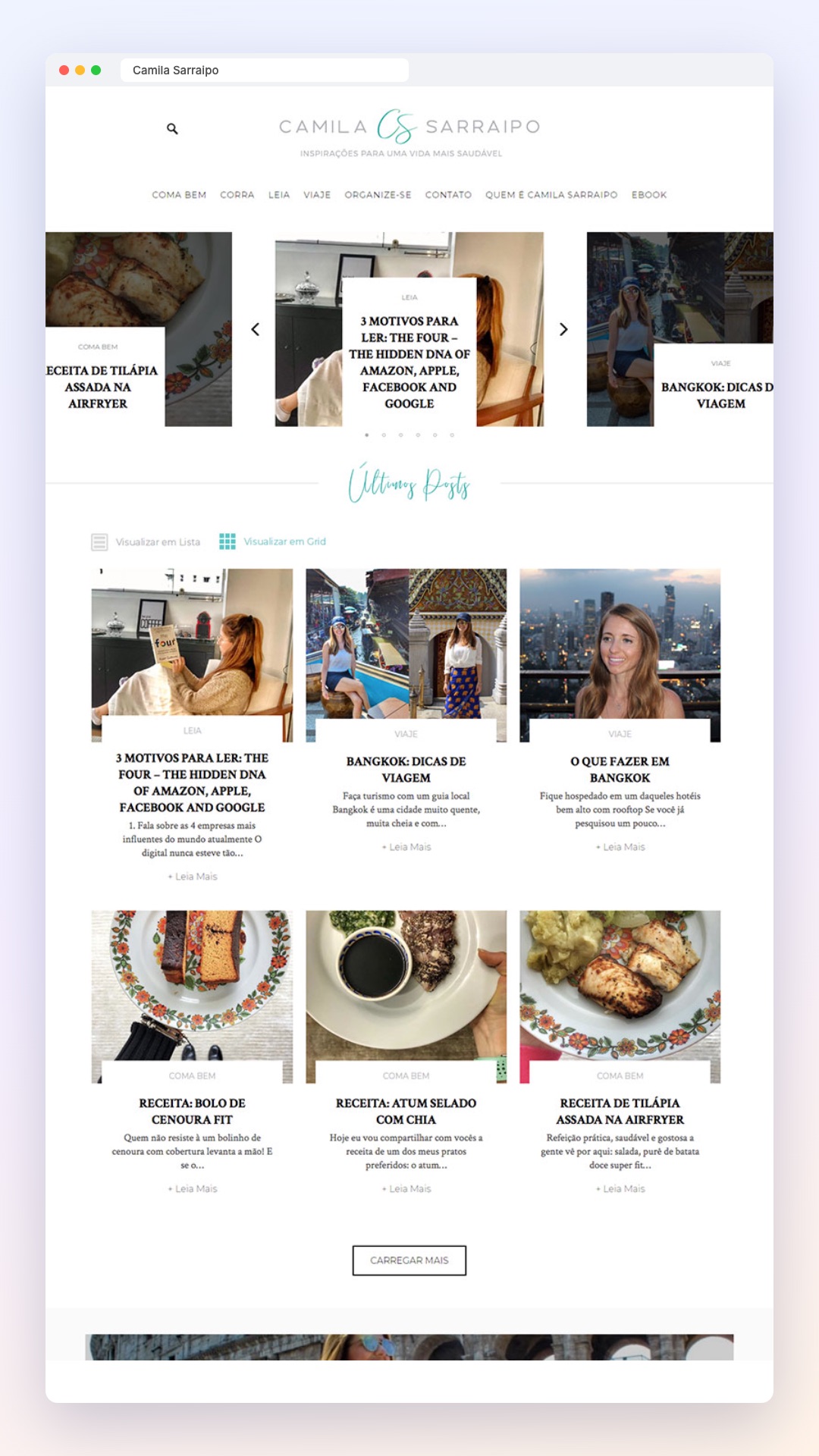 Camila Sarraipo: site no computador e no celular
