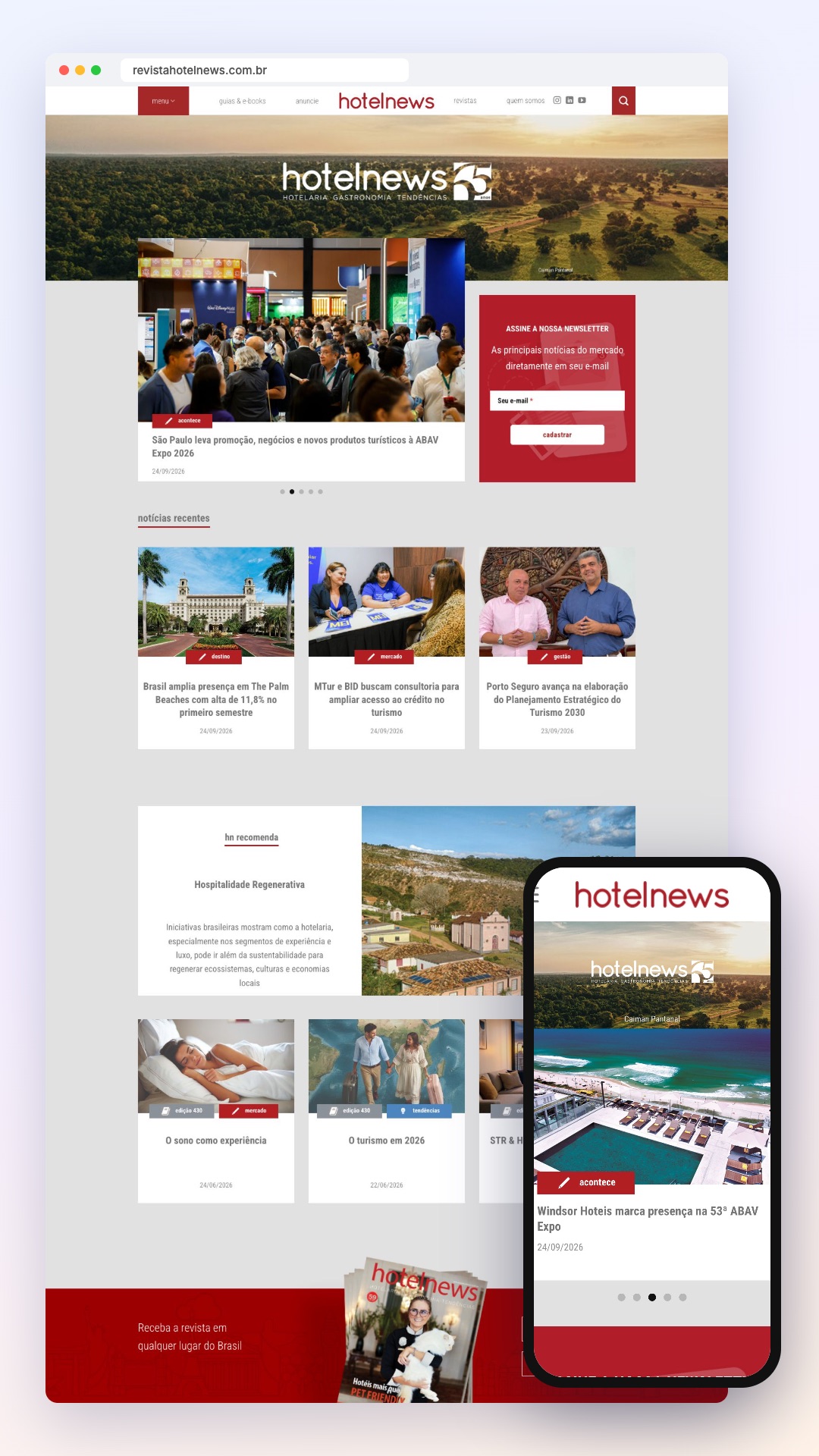 HotelNews: site no computador e no celular