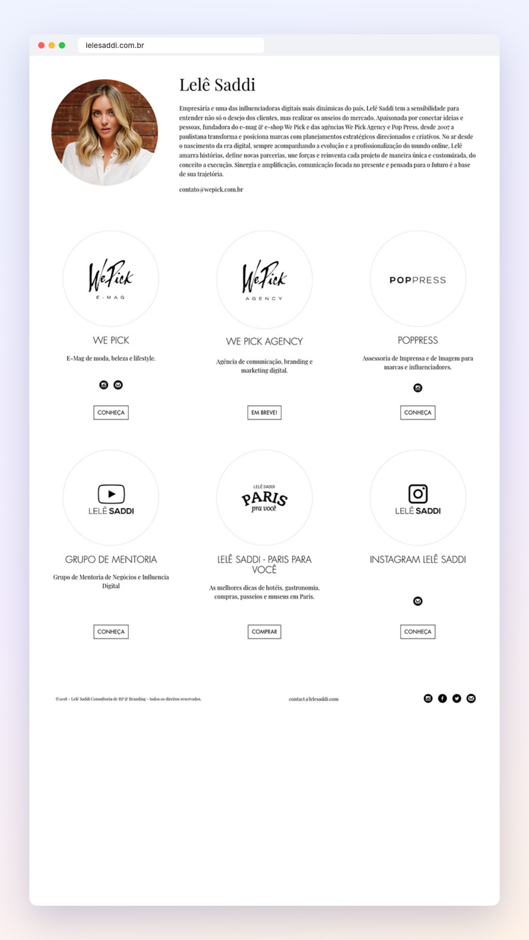 Lele Saddi: site no computador e no celular