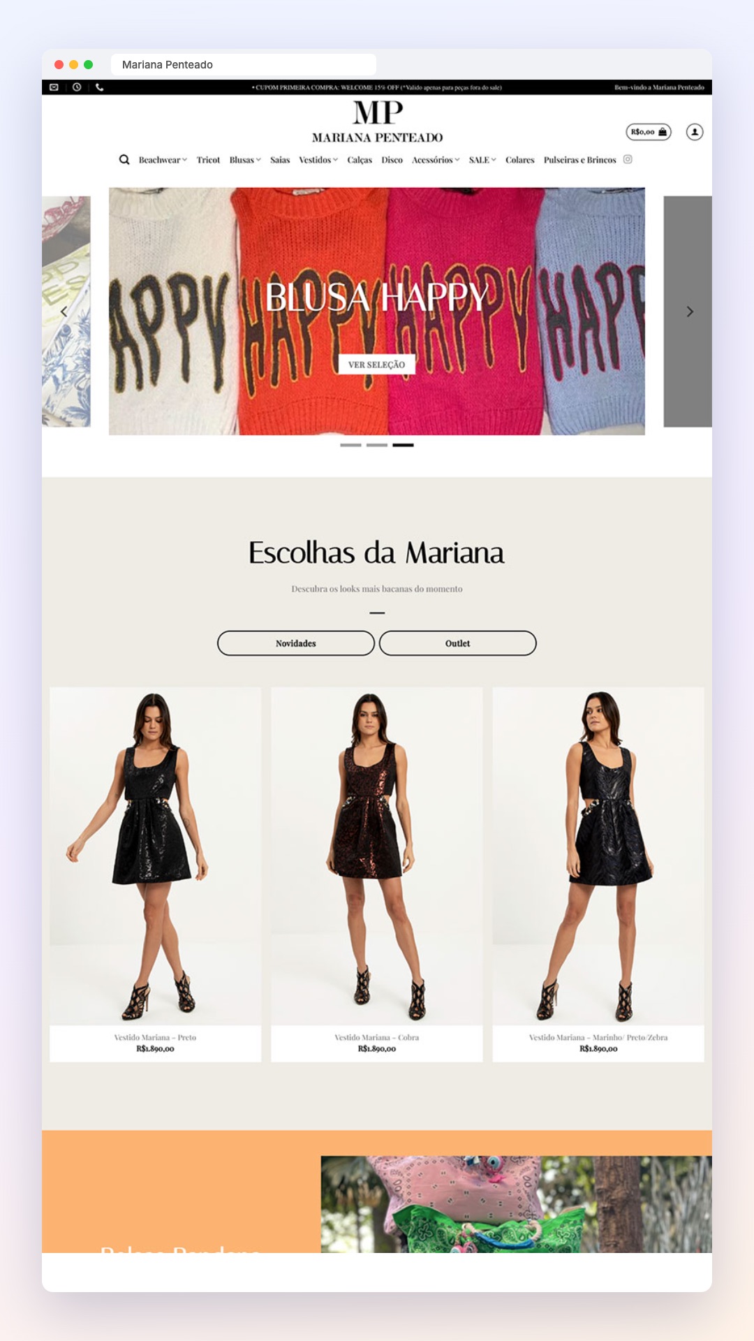 Mariana Penteado: site no computador e no celular