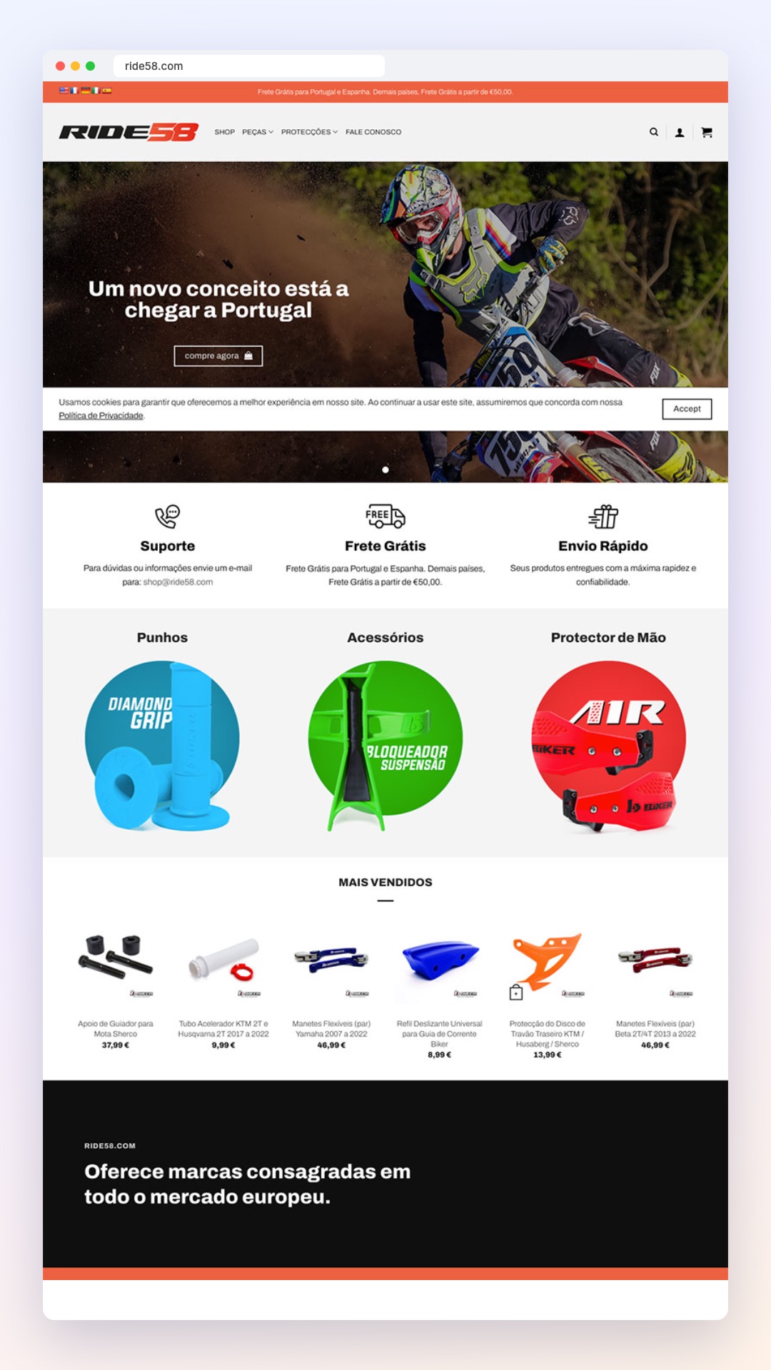 Ride58: site no computador e no celular