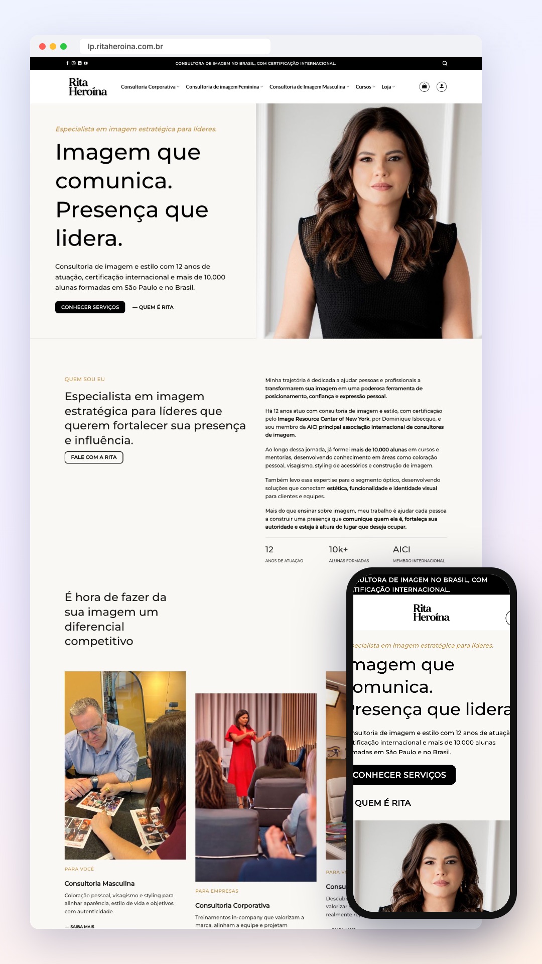 Rita Heroína: site no computador e no celular