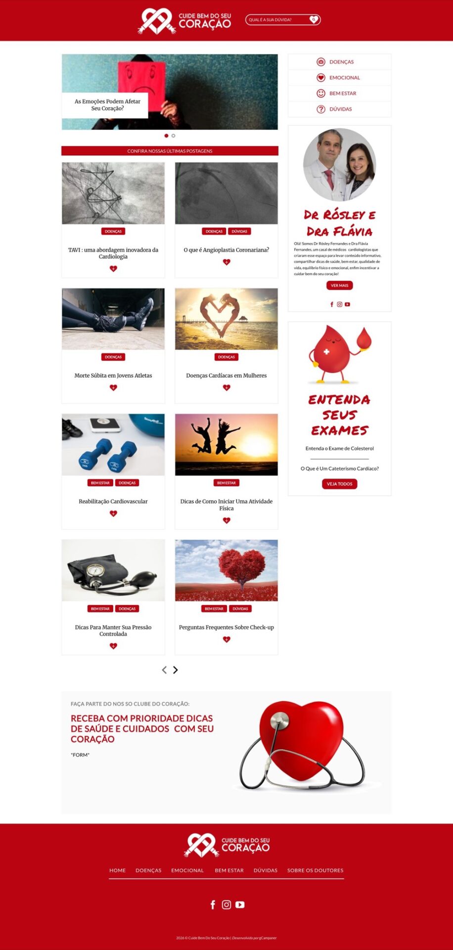 Página inicial do site Cuide Bem do seu Coração