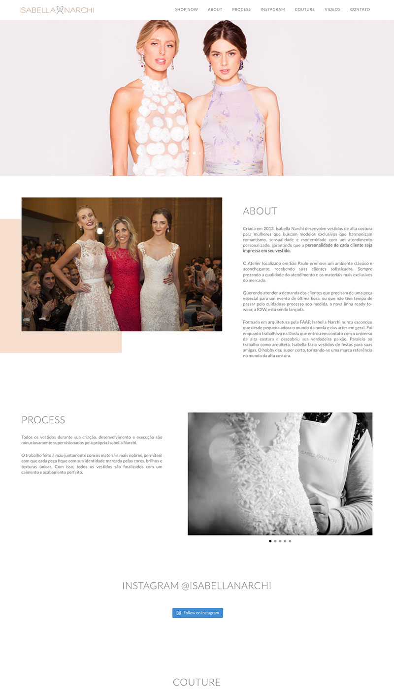 Página inicial do site Isabella Narchi — site