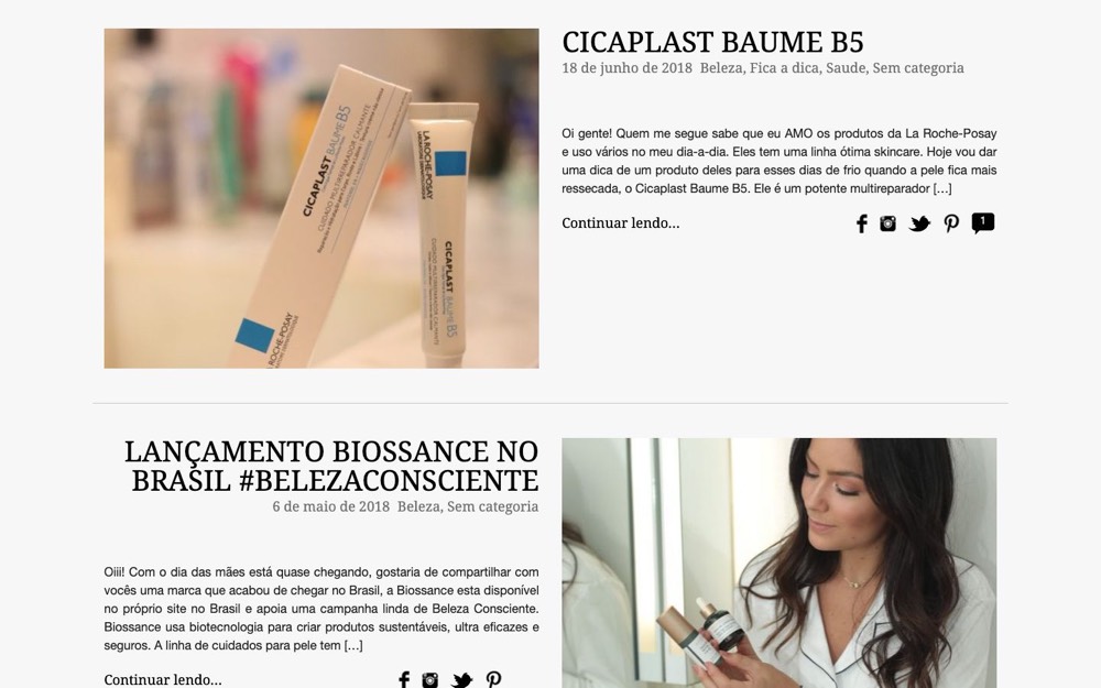Página inicial do site Lu Tranchesi