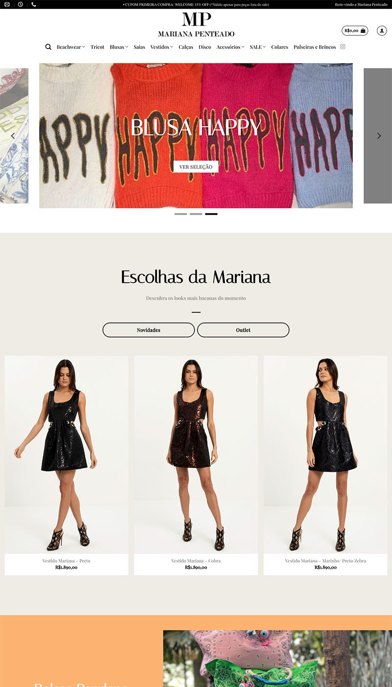 Página inicial do site Mariana Penteado