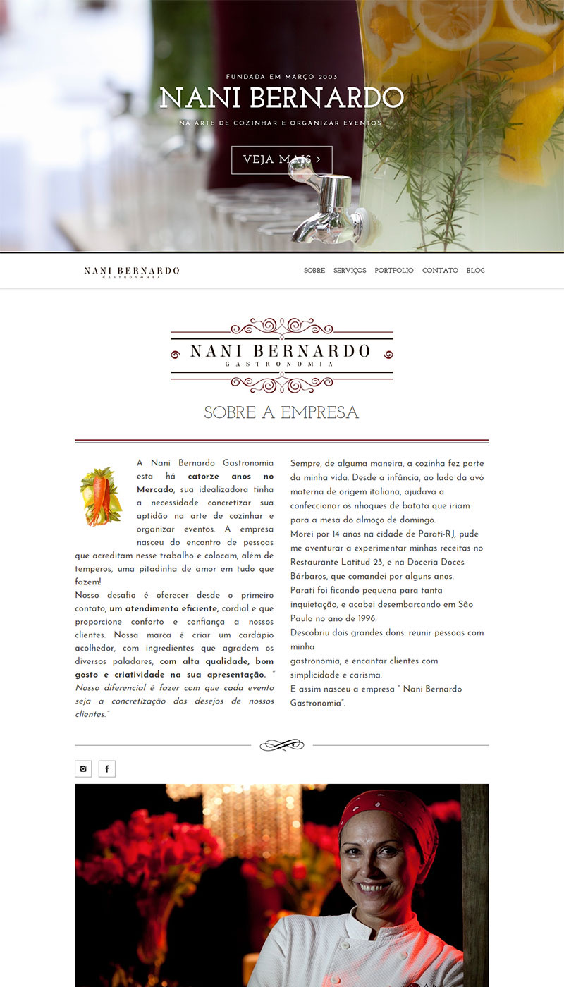 Página inicial do site Nani Bernardo