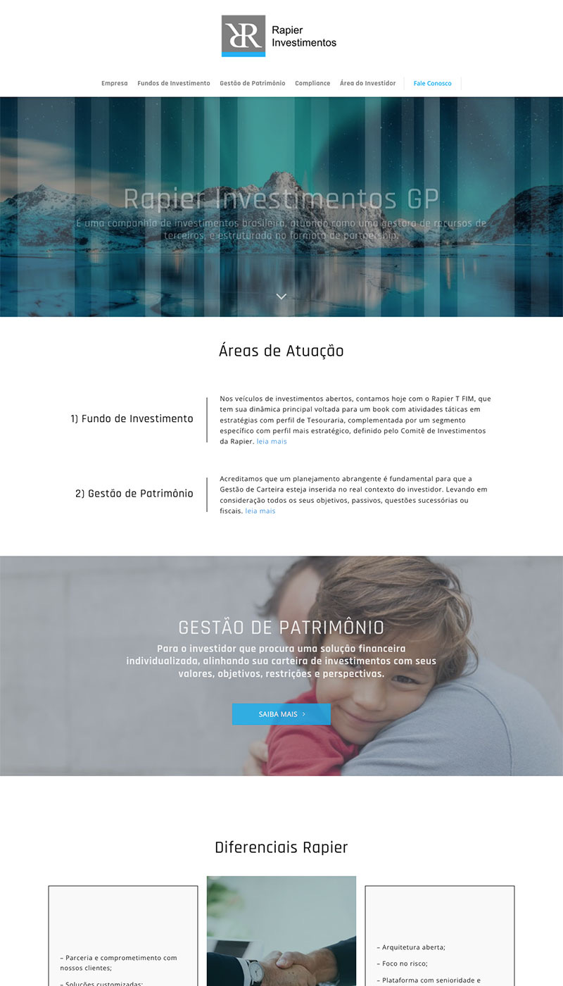 Página inicial do site Rapier