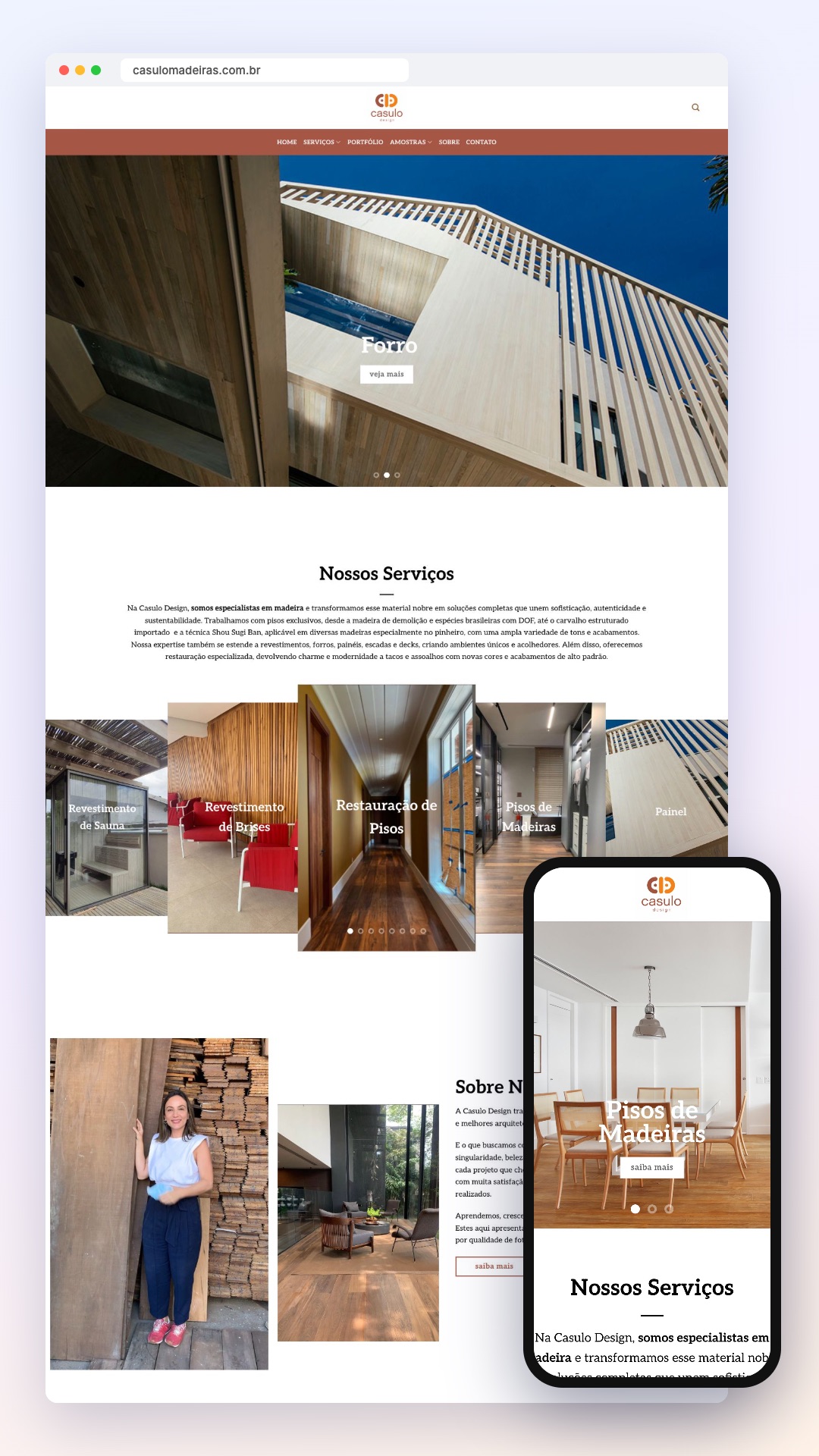 Casulo Design: site no computador e no celular