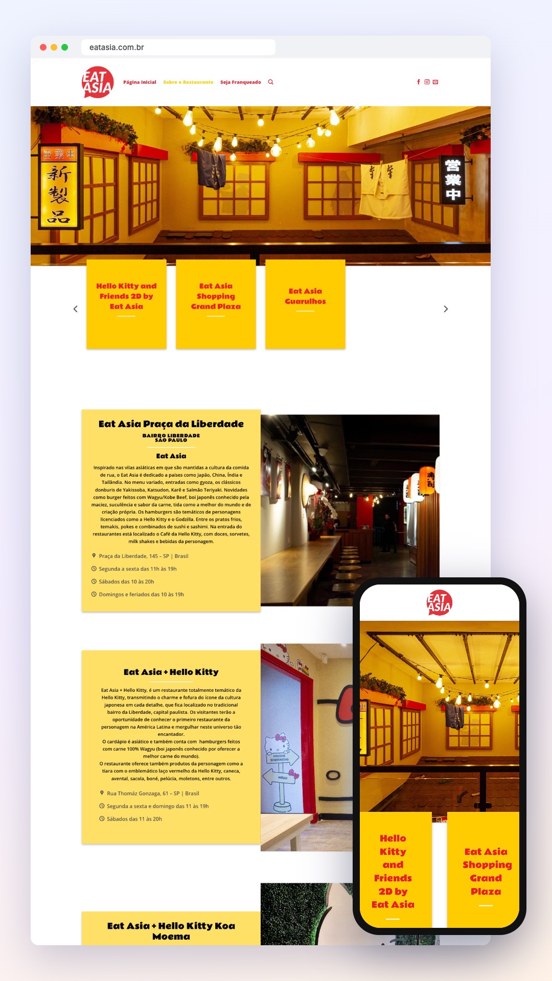 Eat Asia: site no computador e no celular