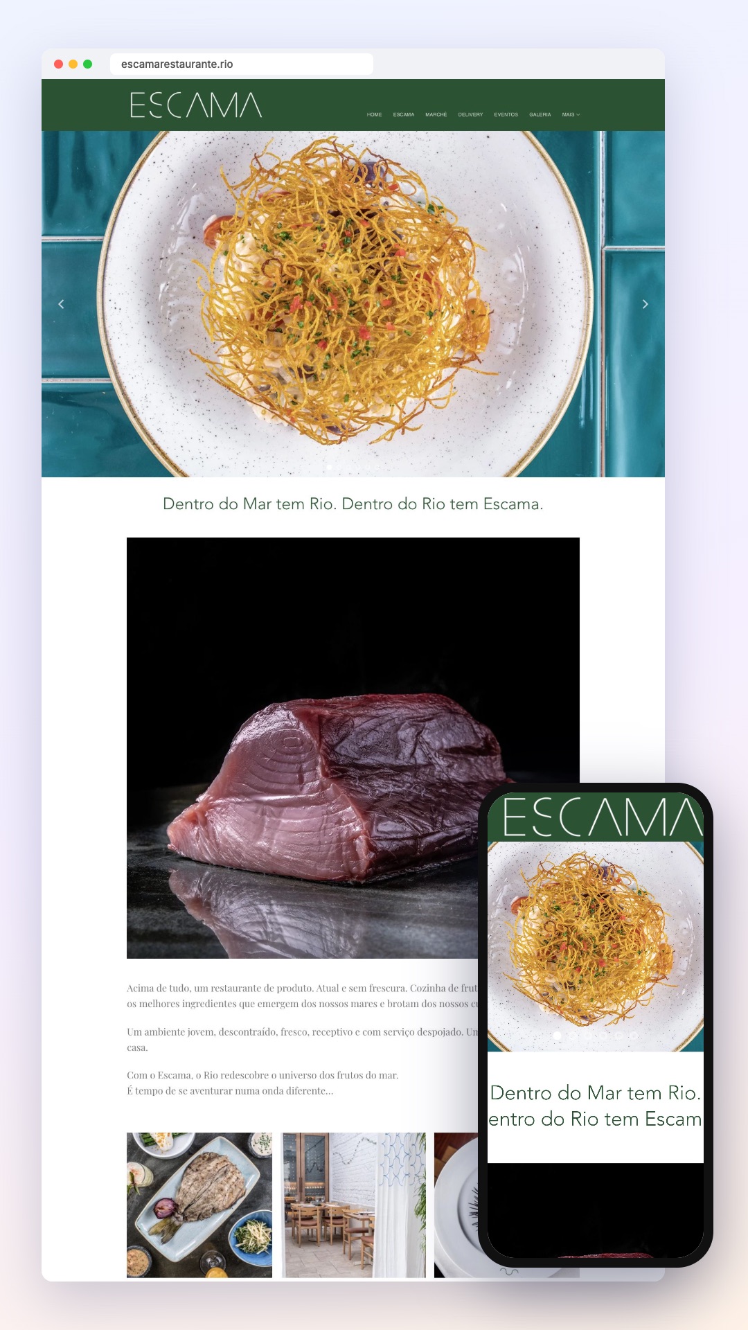 Escama: site no computador e no celular