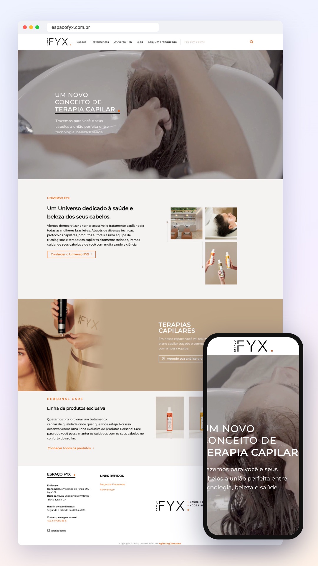 Espaço FYX: site no computador e no celular