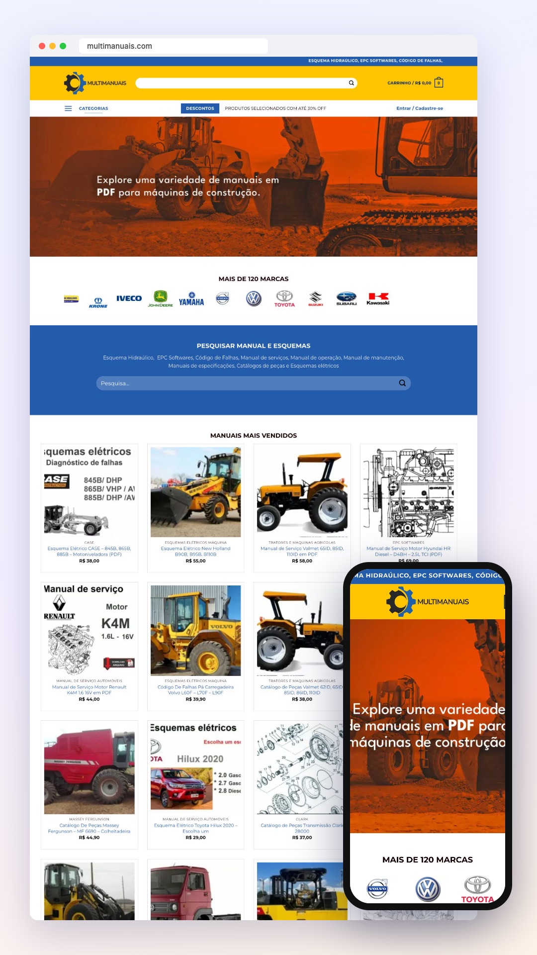 MultiManuais: site no computador e no celular