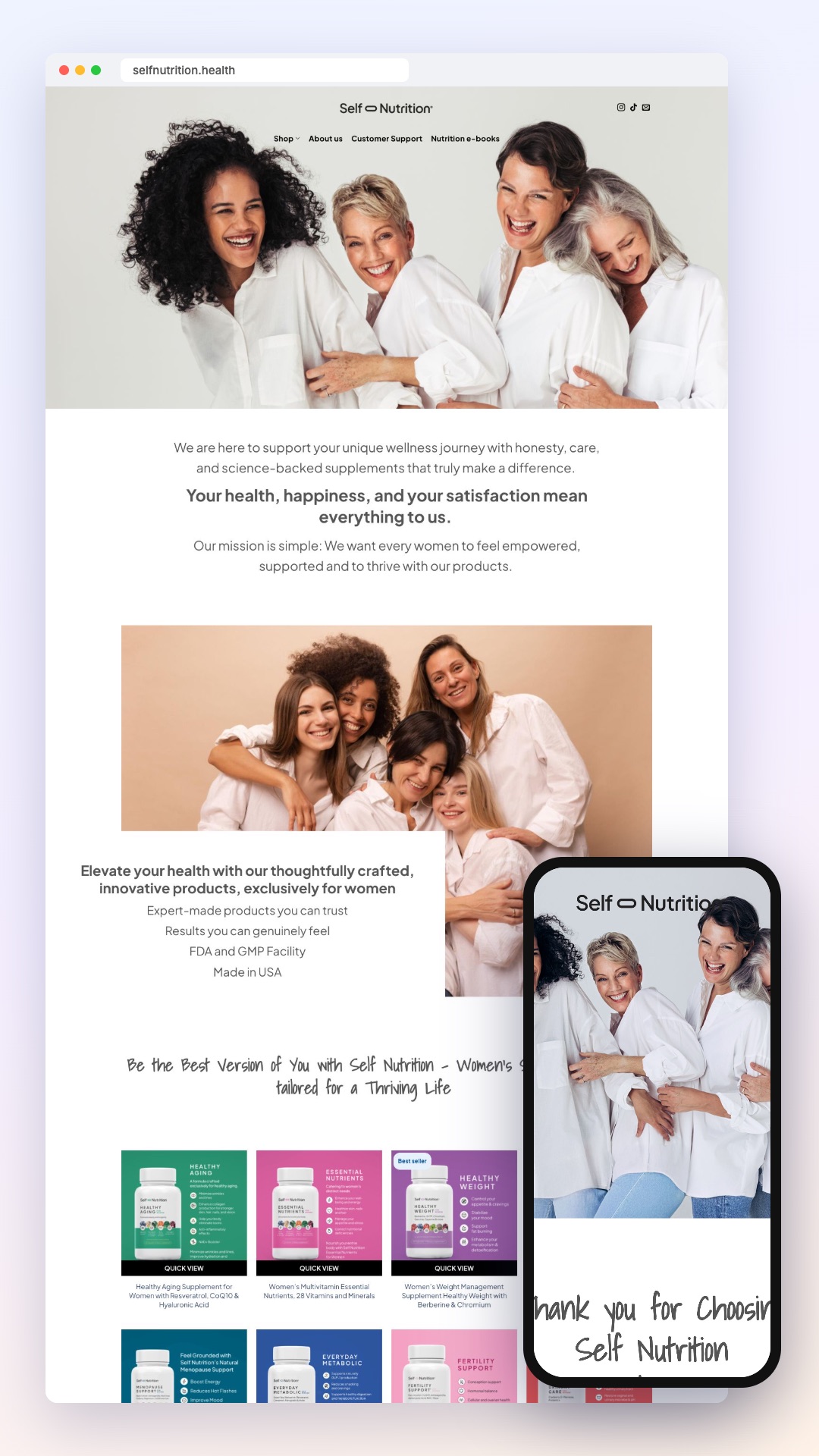 Self Nutrition: site no computador e no celular