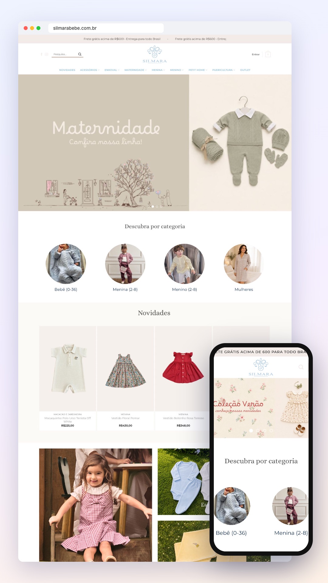 Silmara Bebê: site no computador e no celular