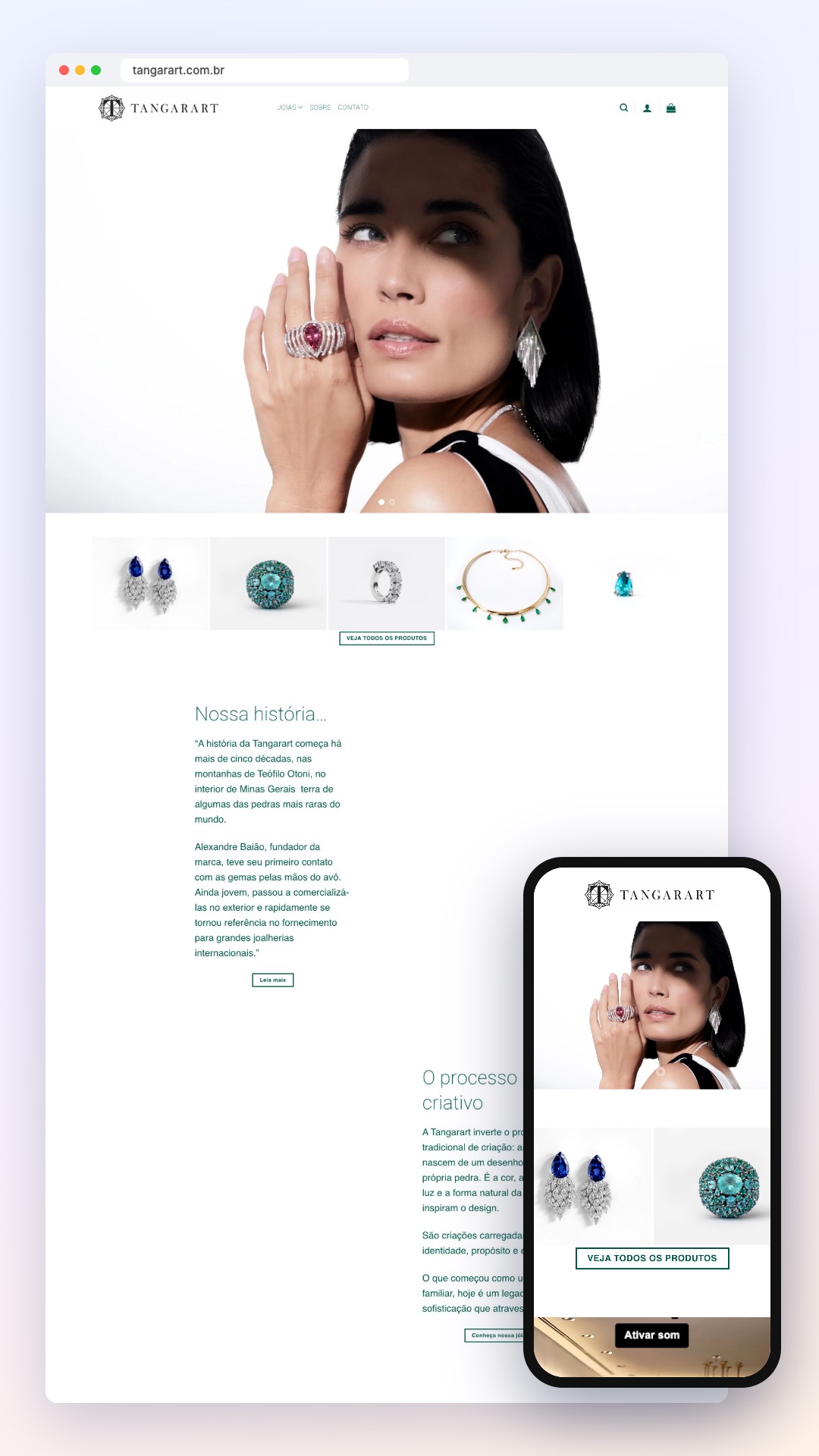Tangarart: site no computador e no celular
