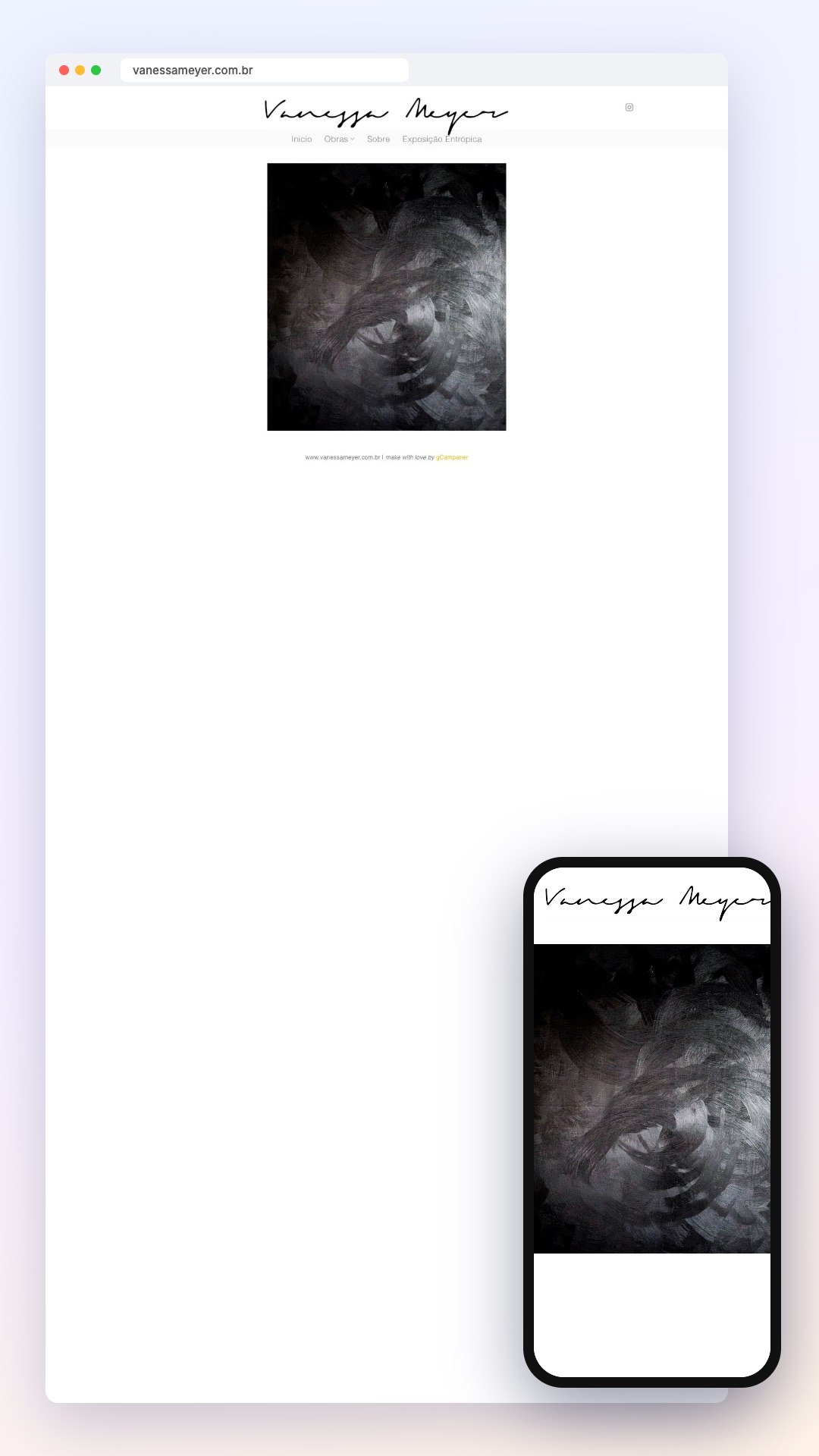 Vanessa Meyer: site no computador e no celular