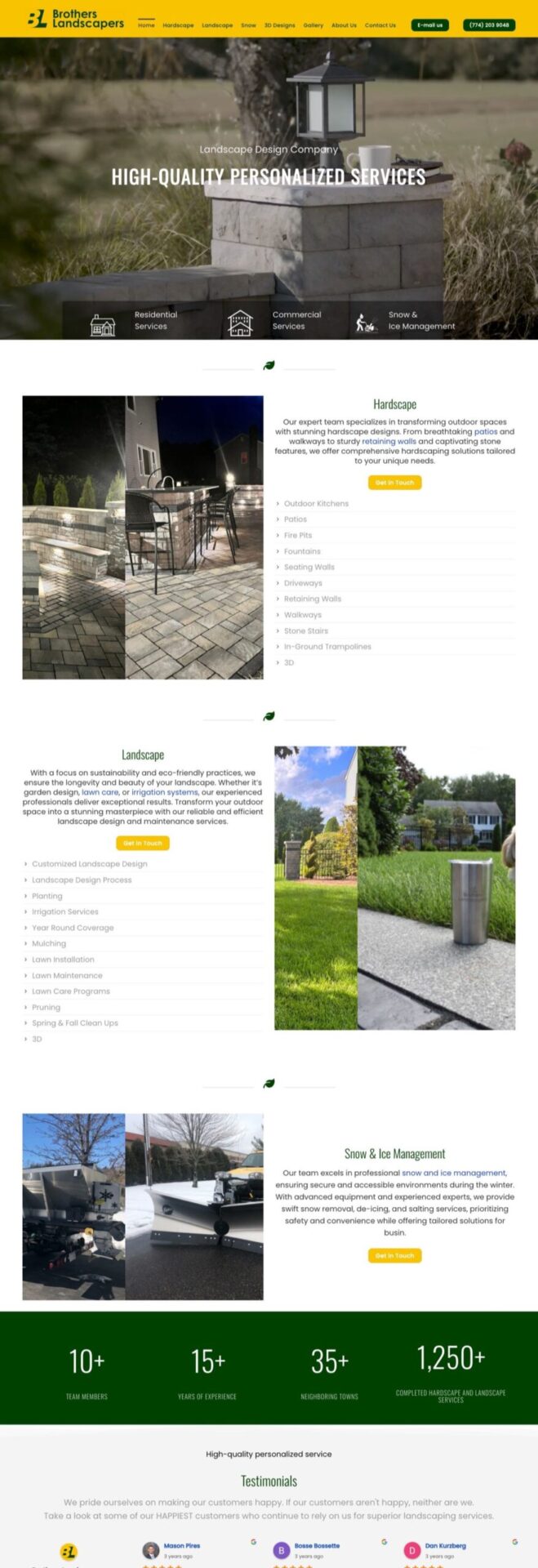Página inicial do site Brothers Landscapers