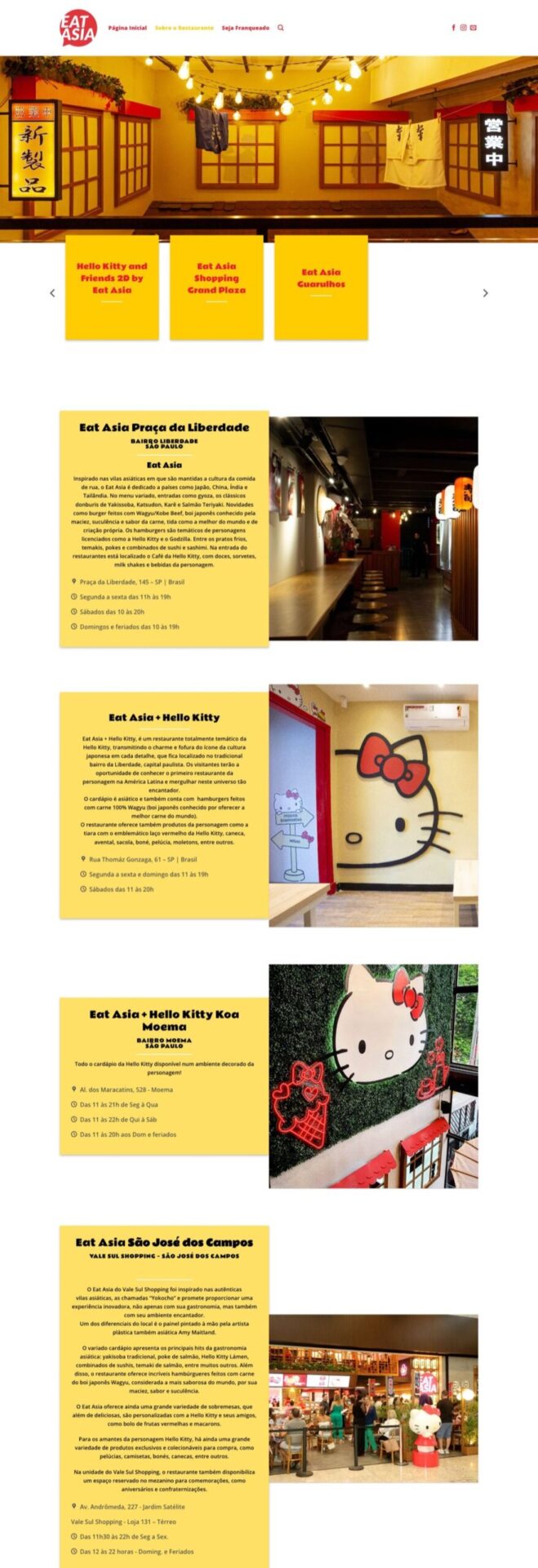 Página inicial do site Eat Asia