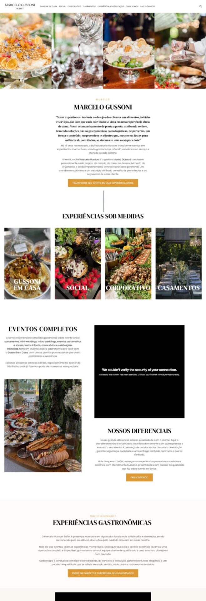 Página inicial do site Gussoni Gastronomia
